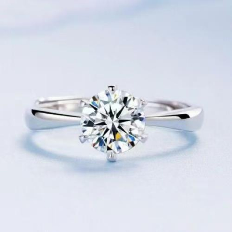 莫桑石闪钻戒指女款开口可调节不