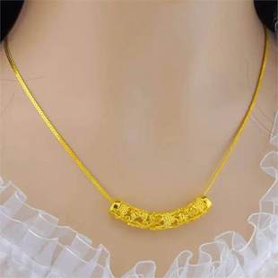 弯管项链礼物金色铜合金新娘百搭饰品北欧吊坠掉色女不锁骨