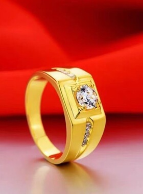 新款男士金色光面活口戒指