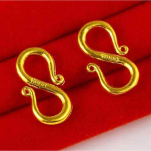 正宗香港免税沙金扣头S型M型首饰项链手链扣金色链子扣卡扣维