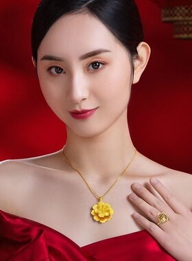 新款牡丹花金色O字链项链