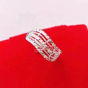 项链时尚戒指调节百搭简约水波纹可指环百搭戒指饰品合金婚庆