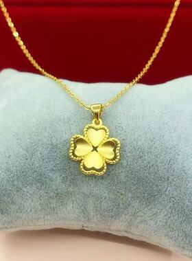 新款金色四叶草O字链吊坠