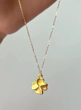 新款磨砂四叶草金O字链女项链