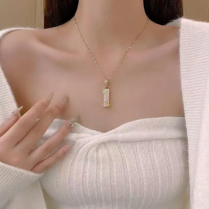 新款白竹节金色O字链女款竹节项链女轻奢小众潮流高级感时尚款
