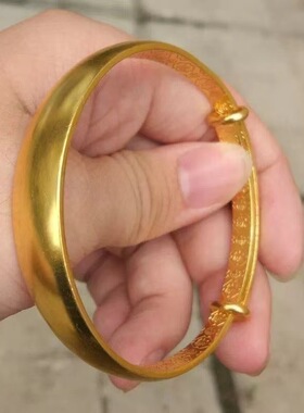 新款金色宽面推拉调节手镯