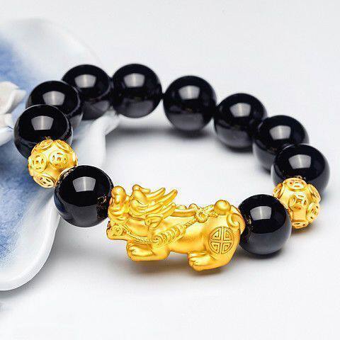 正品真黄金色手链男款貔貅手链不掉色招财貔貅高档个性手串送爸爸图片