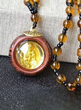 新款金色箔观音吊坠项链