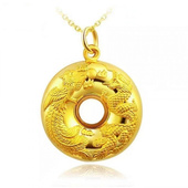 沙金项坠送礼物可水洗 龙凤呈祥平安扣吊坠项链女时尚 正品 沙金新款