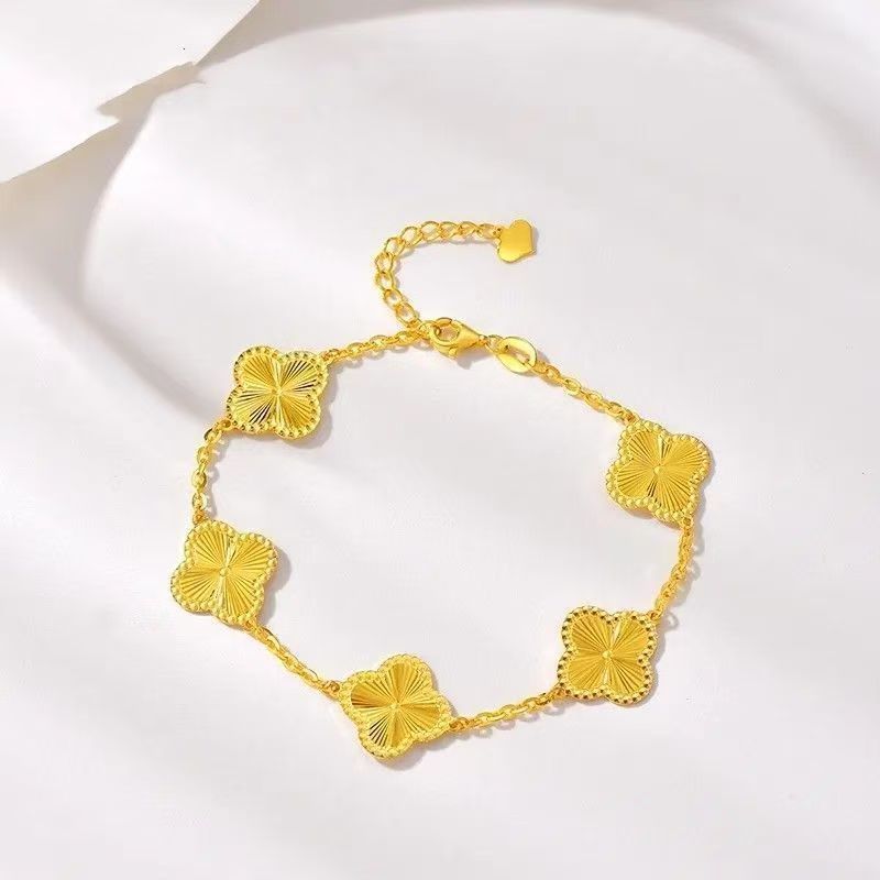 正品越南沙金手链女金色新款四叶花手链送女朋友老婆七夕情人节