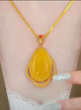水滴冰黄复古锁骨链44