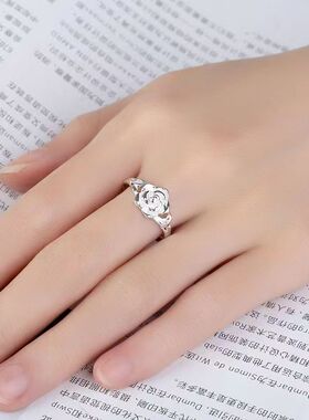 香港新款银色花朵可调气质女戒