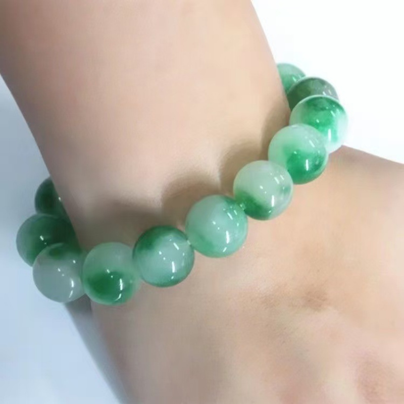 新款俄罗斯碧绿色手串手链老形珠
