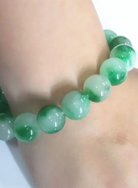 新款俄罗斯碧绿飘花老形珠手串