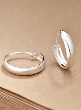 银色光面素圈耳环韩版高级感