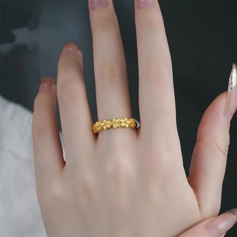 新款桔梗花金色简约戒指图片