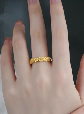 新款桔梗花金色简约戒指