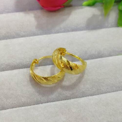 复古耳环纯黄铜镀真金首饰沙金老