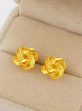 正宗经典金色耳钉女 金色耳钉越南沙金耳环新款2024年饰品女送人