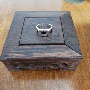 亚马逊热卖钛钢扑克牌戒指朋克摇滚不锈钢黑桃A指环男士钛钢戒指