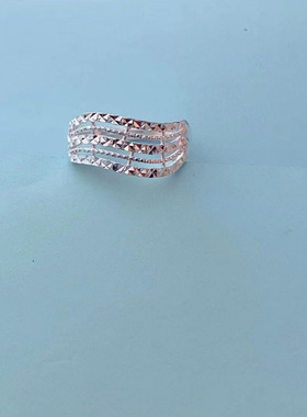 黄铜镀银满天星活口宽面戒指