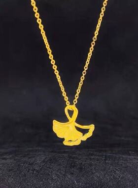 新款银杏叶金色锁骨链