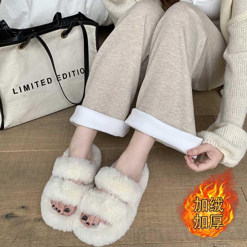 麋鹿少女2025秋冬装新款胖mm加绒加厚保暖显瘦松紧腰阔腿裤糯米裤