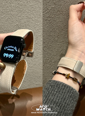 【磨砂纹磁吸扣】适用iWatchS11苹果手表带10秋冬se柔软新款9高级