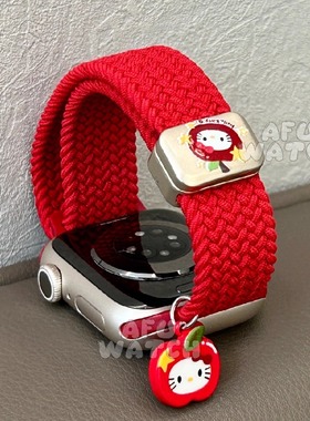 【KT猫苹果尼龙】适用iWatch11苹果表带10编织运动SE可爱磁吸弹力