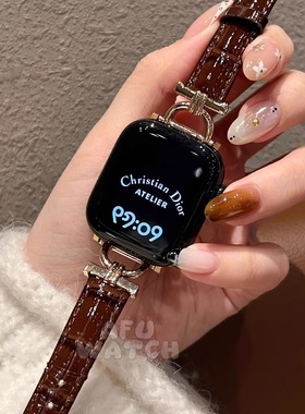 【金属D字】适用苹果iwatchS11表带高级轻奢10百搭漆面SE秋冬女款