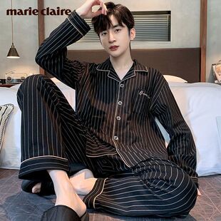 长袖 100%纯棉睡衣春秋季 开衫 宽松大码 2026新款 家居服套装 男士
