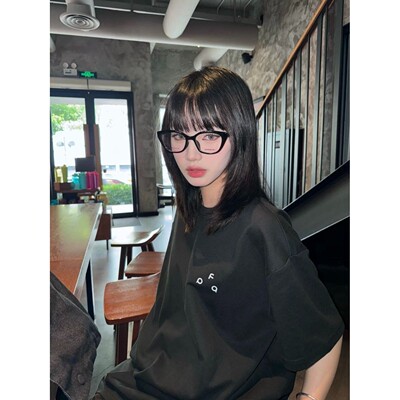 字母三角形印花短袖T恤男女夏季休闲宽松简约纯棉中性风新款上衣