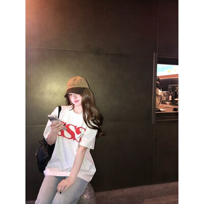 美式复古撞色\基础印花T恤男女百搭宽松舒适休闲中性显瘦圆领短袖