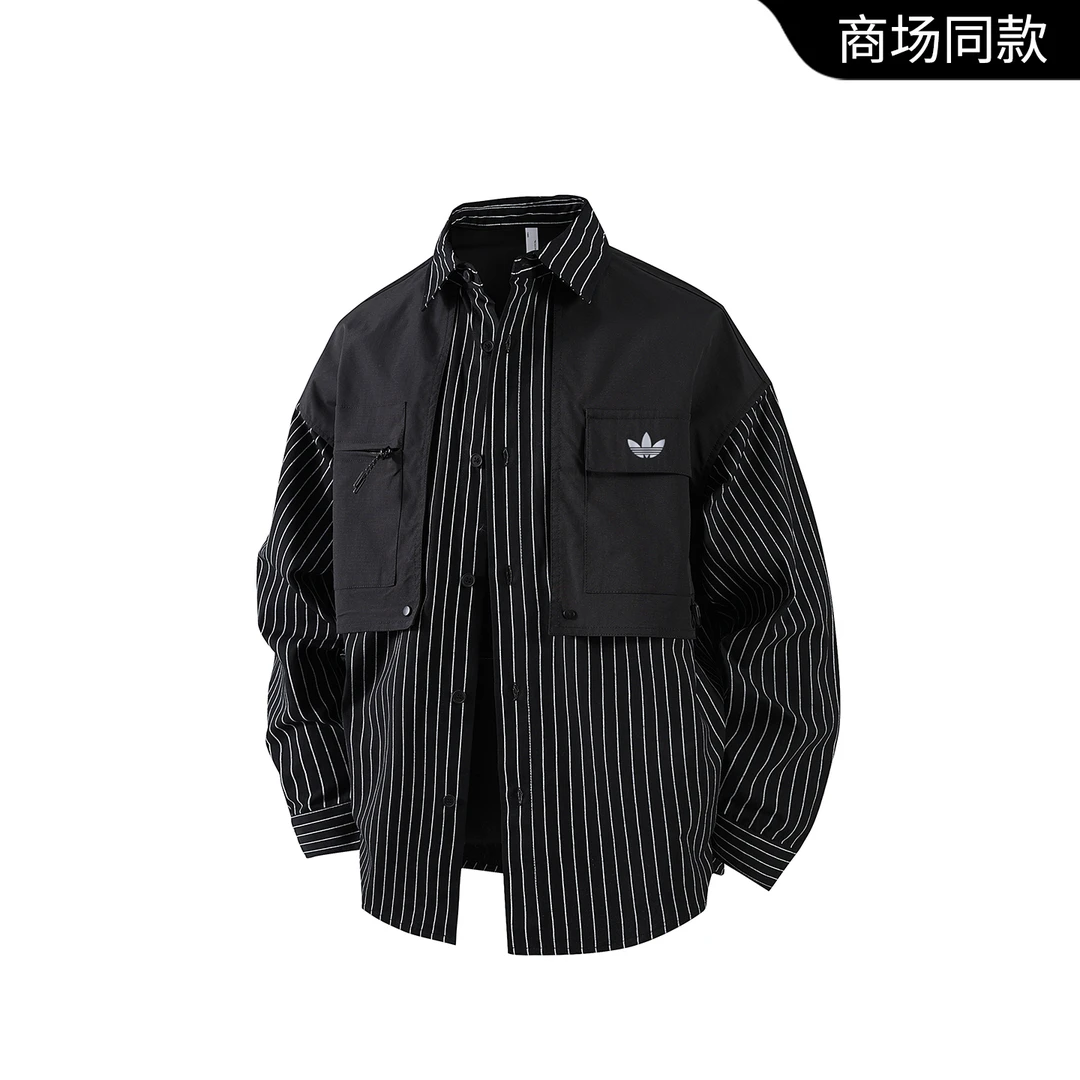 户外工装衬衫男士秋季假两件衬衫