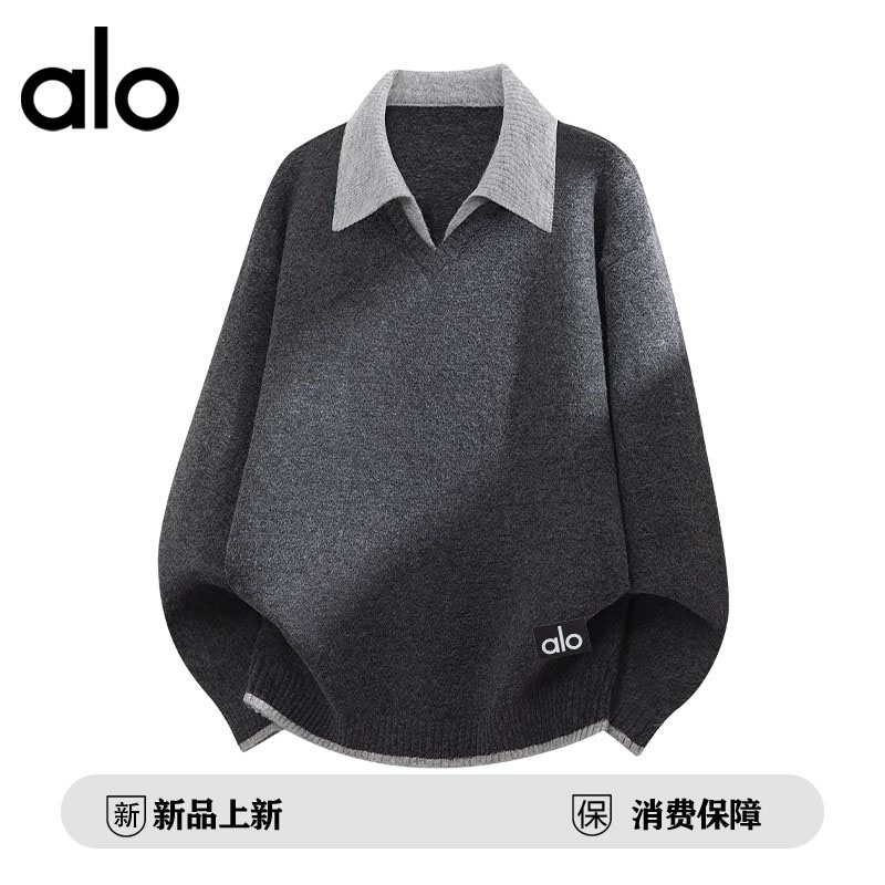 官方奥特莱斯】品牌折扣秋冬新款翻领针织衫宽松加厚复古休闲毛衣