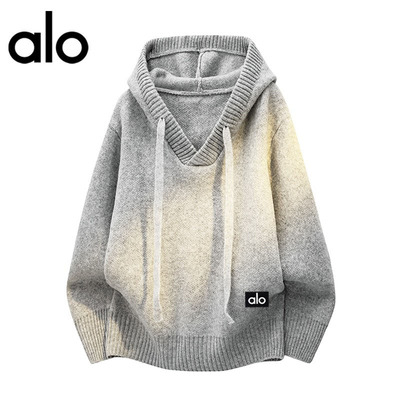 官方奥特莱斯】alo潮牌 秋季连帽针织高级感休闲情侣开衫毛衣外套