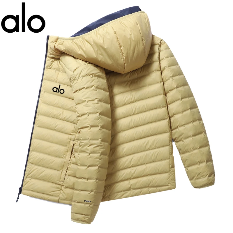 alo双面穿羽绒服男2025新款冬季保暖外套潮宽松休闲运动立领上衣