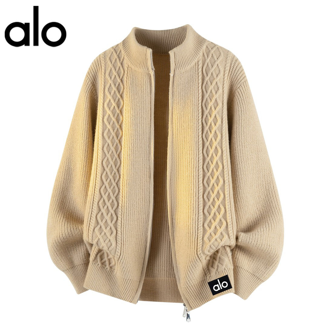 官方奥特莱斯】拉链开衫毛衣外套男款秋冬慵懒宽松休闲立领针织衫