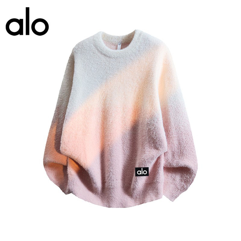 官方奥特莱斯】alo潮牌 秋冬渐变水貂绒毛衣男宽松休闲潮牌针织衫