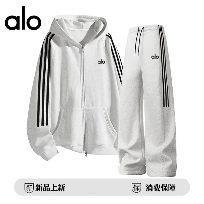 官方奥特莱斯】品牌折扣 秋季休闲撞色条纹套装美式三条杠两件套