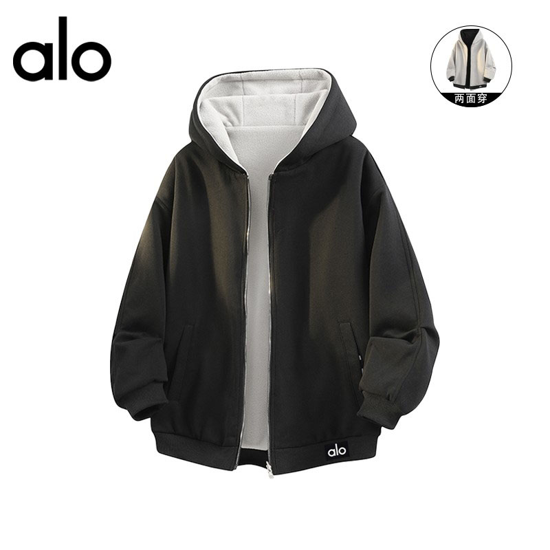 官方奥特莱斯】alo潮牌 秋冬季加绒保暖防风双面穿男女款卫衣外套