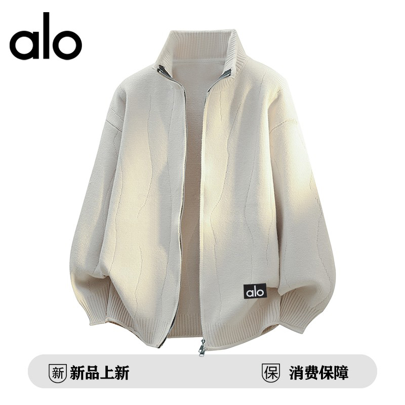 官方奥特莱斯】alo潮牌 秋季立领针织高级感休闲情侣开衫毛衣外套