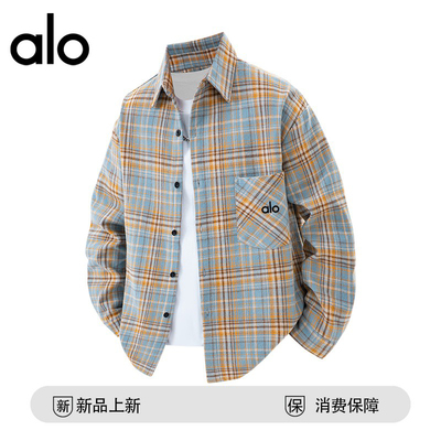 官方奥特莱斯品牌折扣 春季港风男士复古休闲宽松格子长袖衬衫