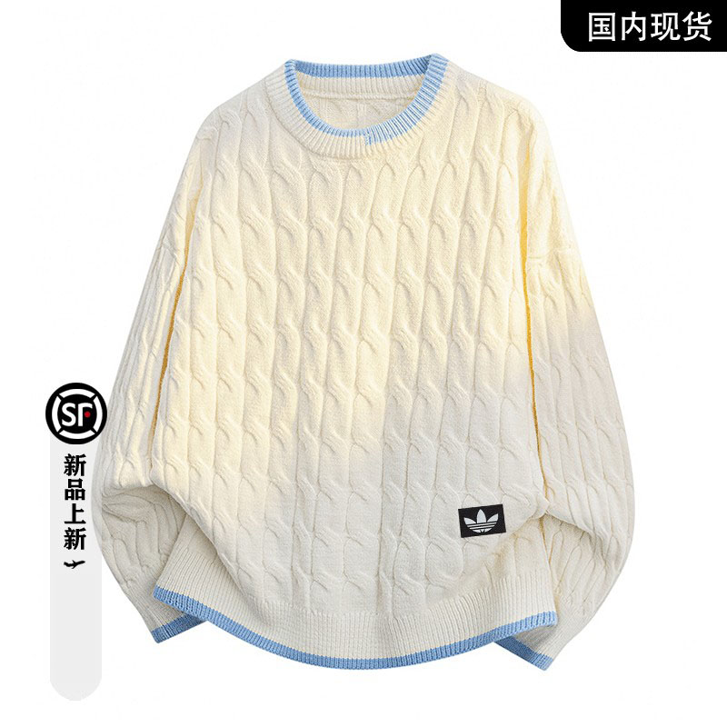 官方奥特莱斯】品牌折扣情侣秋季圆领针织打底衫休闲套头男女毛衣
