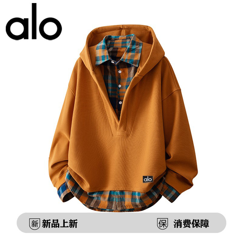 官方奥特莱斯美式复古拼接格子假两件外套男女秋冬季情侣装卫衣,男装,大码上装,淘宝优惠券,粉丝福利购,淘宝优惠卷