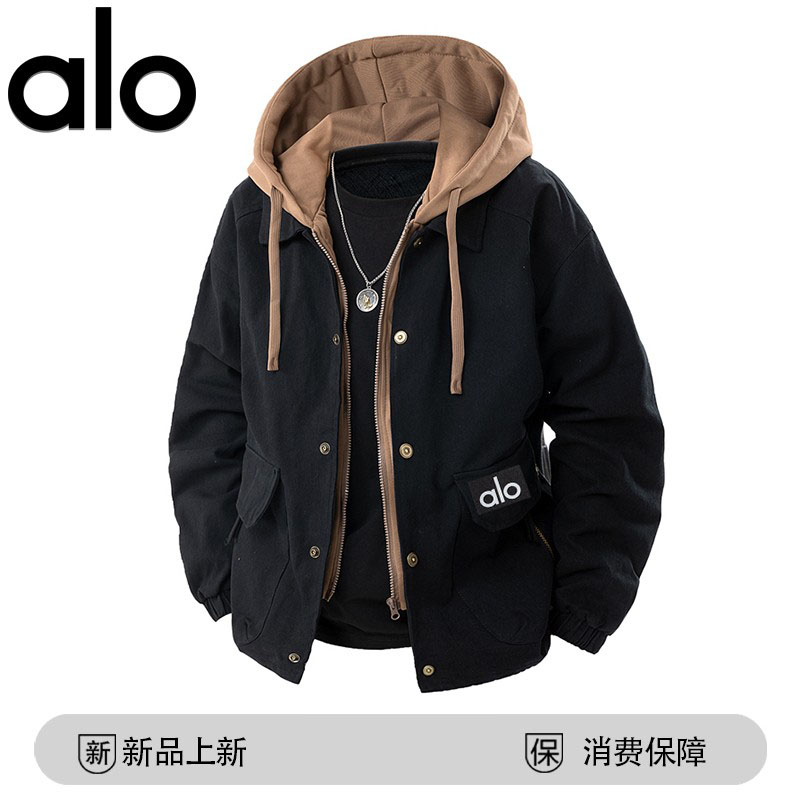 官方奥特莱斯】品牌折扣 秋冬季时尚假两件连帽防风男夹克外套