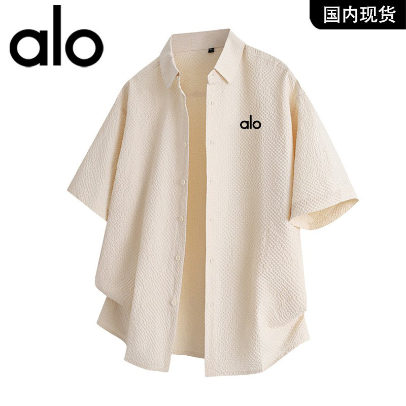 官方奥特莱斯品牌折扣 情侣夏季新款港风INS短袖衬衫男休闲衬衣