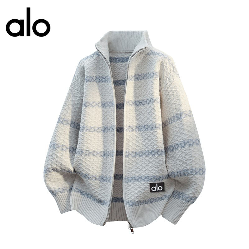 官方奥特莱斯】alo潮牌 秋冬男款立领毛衣宽松保暖针织衫外套