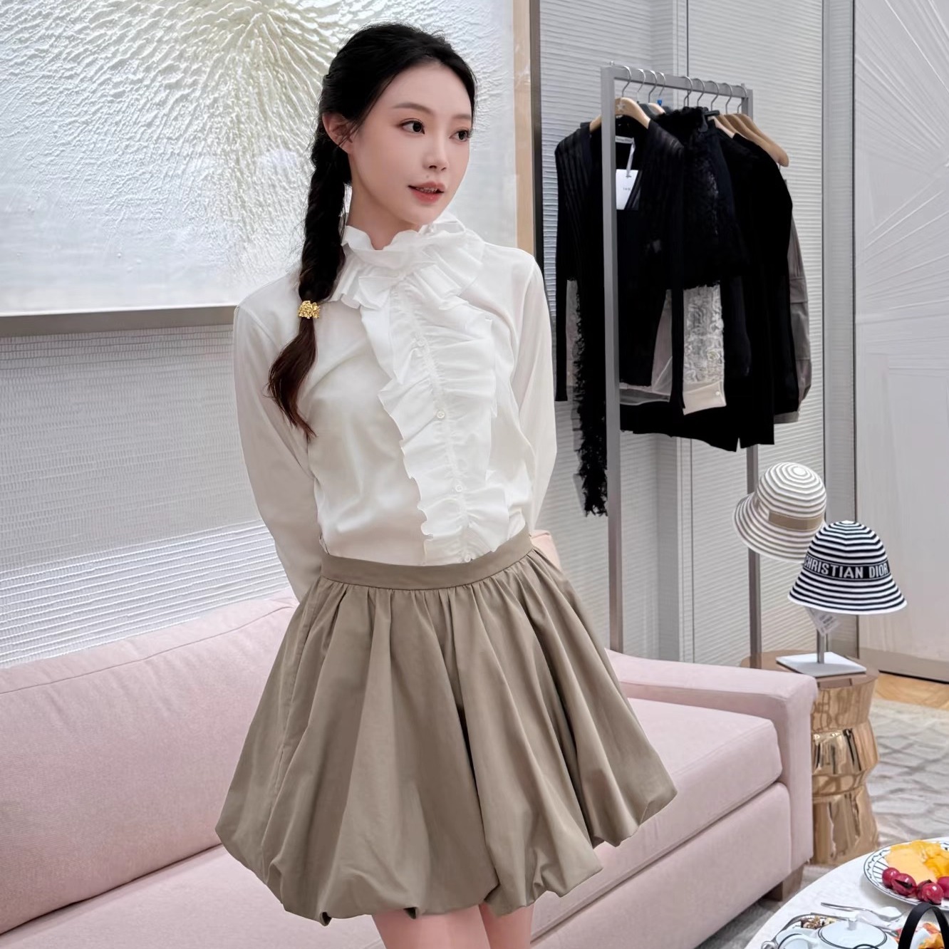 白色衬衣女2025春夏新款修身超显瘦职业立领长袖衬衫工作服正装女