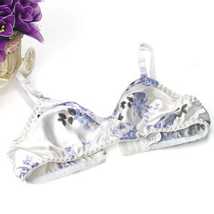 送给妈妈 100%桑蚕丝真丝文胸双面真丝薄纯色内衣文胸无钢圈胸罩